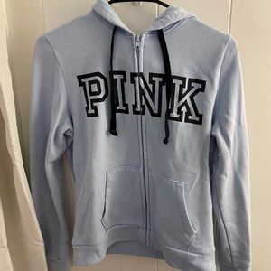 PINK Light Blue Zipper Down Hoodie